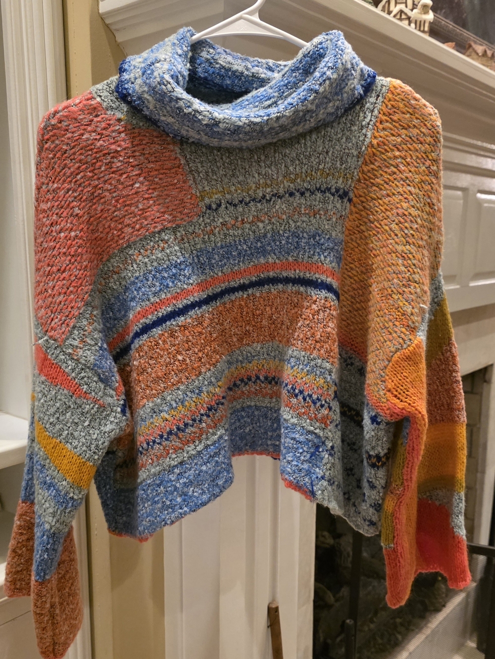 Sincerely Jules Multicolor Blue, Orange & Pink Striped Turtleneck Sweater